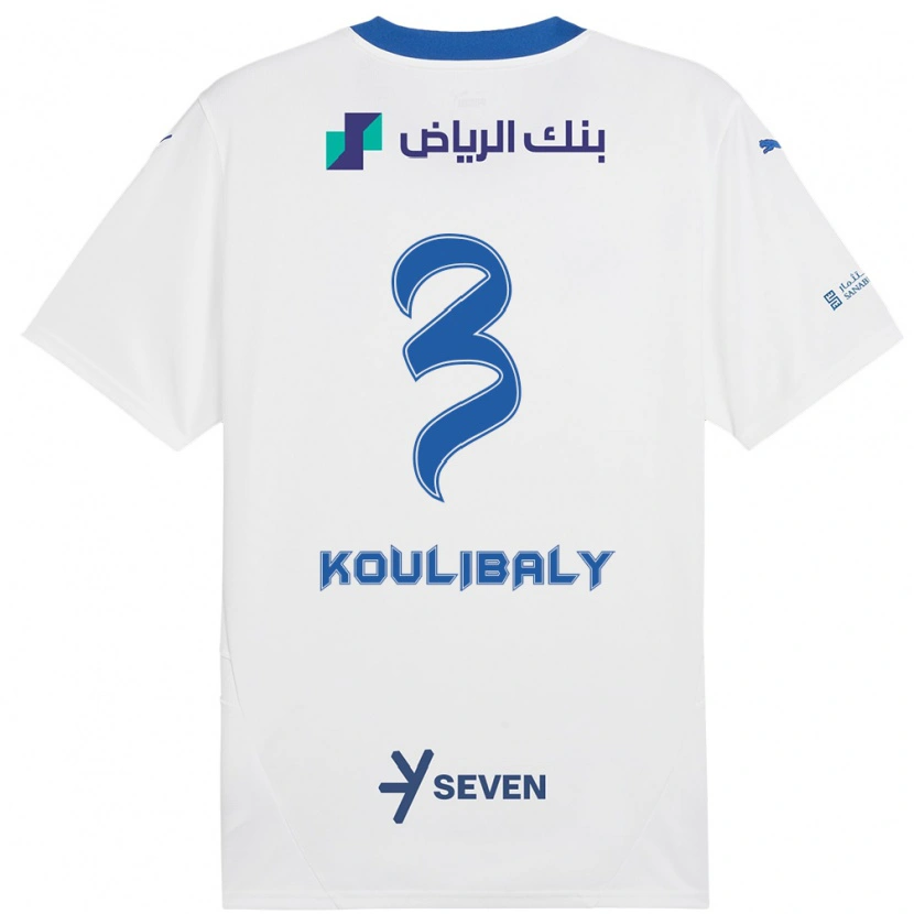 Danxen Pánské Kalidou Koulibaly #3 Bílá Modrá Daleko Hráčské Dresy 2024/25 Dres