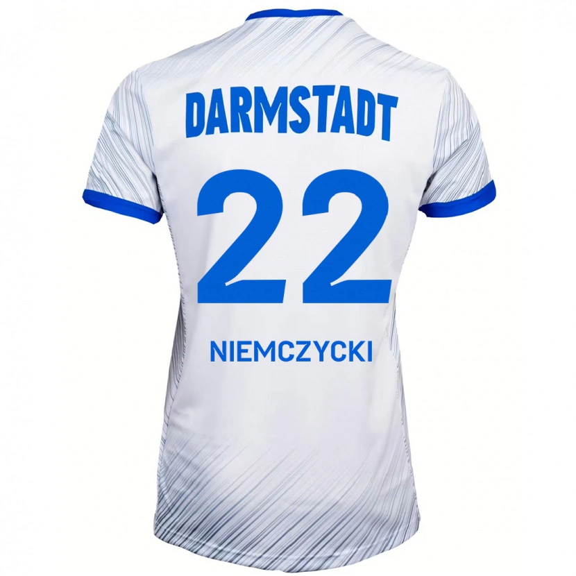 Danxen Pánské Karol Niemczycki #22 Bílá Modrá Daleko Hráčské Dresy 2024/25 Dres