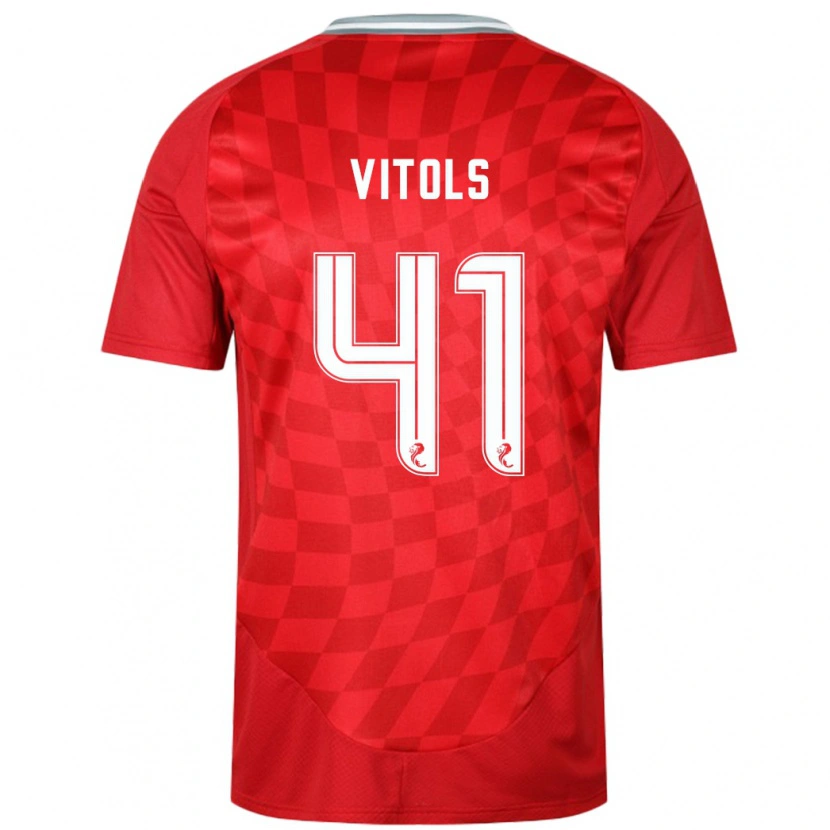 Danxen Dámské Rodrigo Vitols #41 Červený Domů Hráčské Dresy 2024/25 Dres