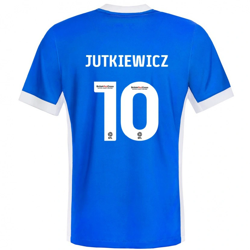 Danxen Dámské Lukas Jutkiewicz #10 Modrá Bílá Domů Hráčské Dresy 2024/25 Dres