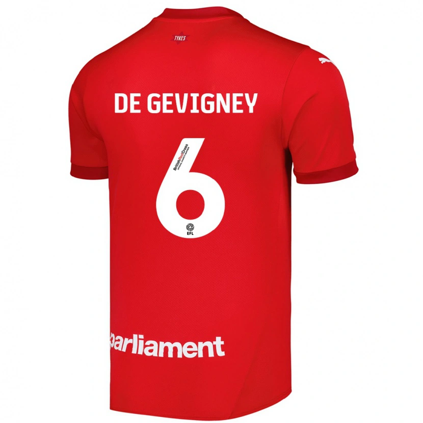 Danxen Dětské Maël De Gevigney #6 Červený Domů Hráčské Dresy 2024/25 Dres