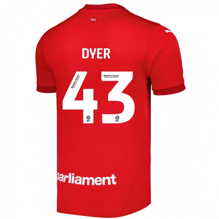 Danxen Dětské Josiah Dyer #43 Červený Domů Hráčské Dresy 2024/25 Dres