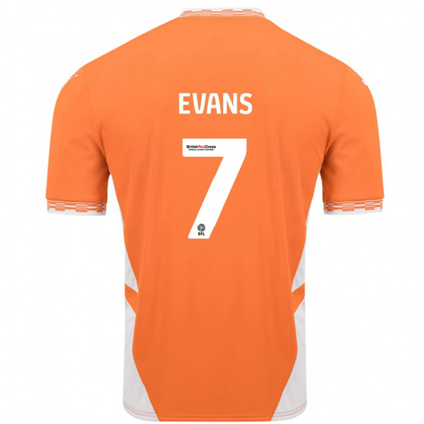 Danxen Dětské Lee Evans #7 Oranžová Bílá Domů Hráčské Dresy 2024/25 Dres