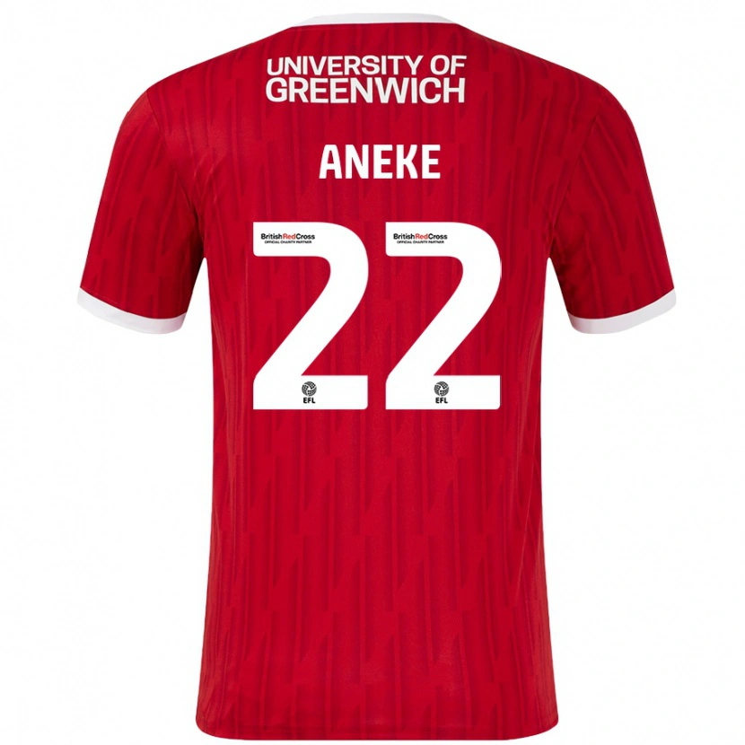 Danxen Dětské Chuks Aneke #22 Červená Bílá Domů Hráčské Dresy 2024/25 Dres