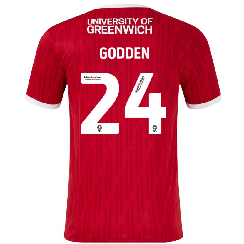 Danxen Dětské Matty Godden #24 Červená Bílá Domů Hráčské Dresy 2024/25 Dres