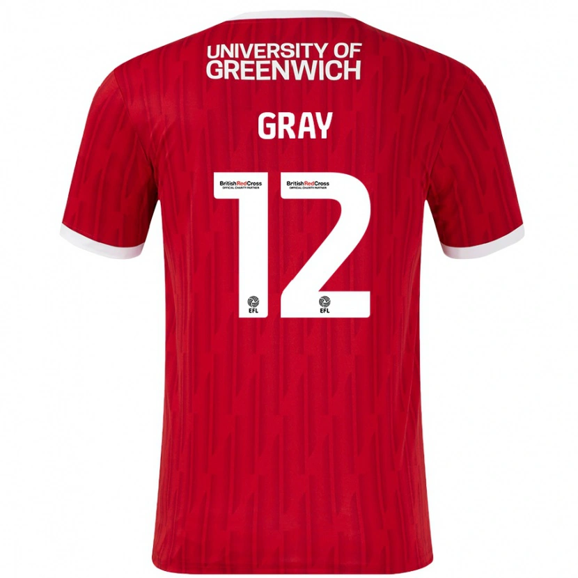 Danxen Dětské Jessica Gray #12 Červená Bílá Domů Hráčské Dresy 2024/25 Dres