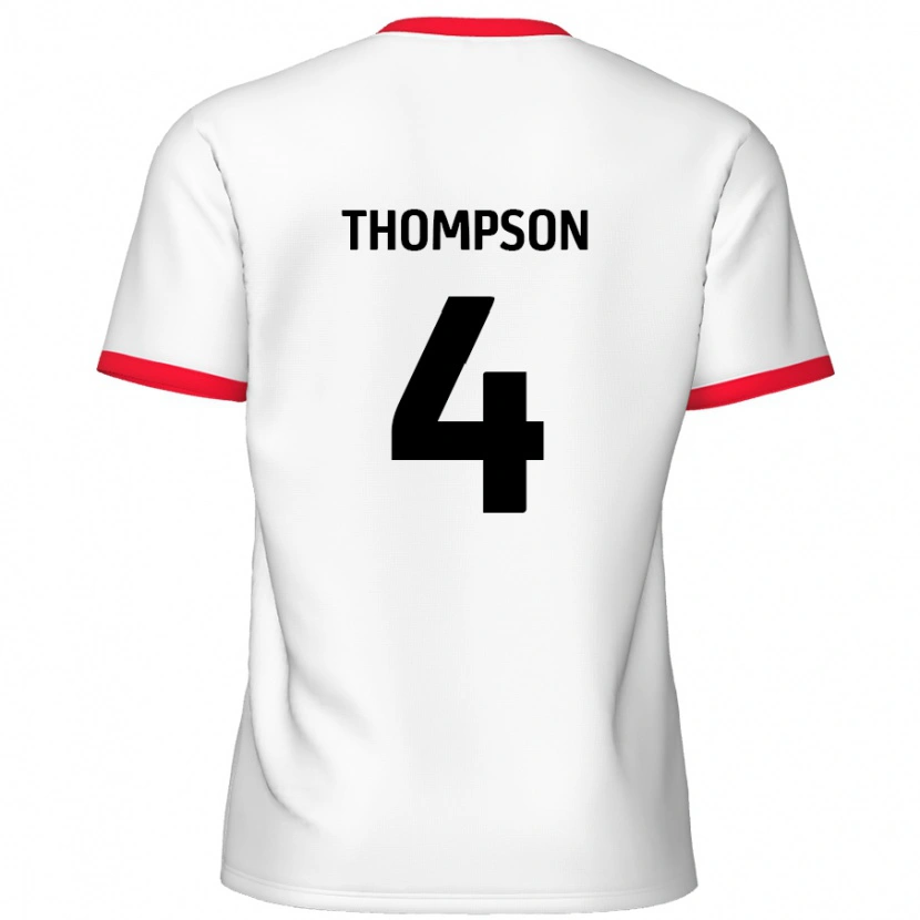 Danxen Dětské Nathan Thompson #4 Bílá Červená Domů Hráčské Dresy 2024/25 Dres