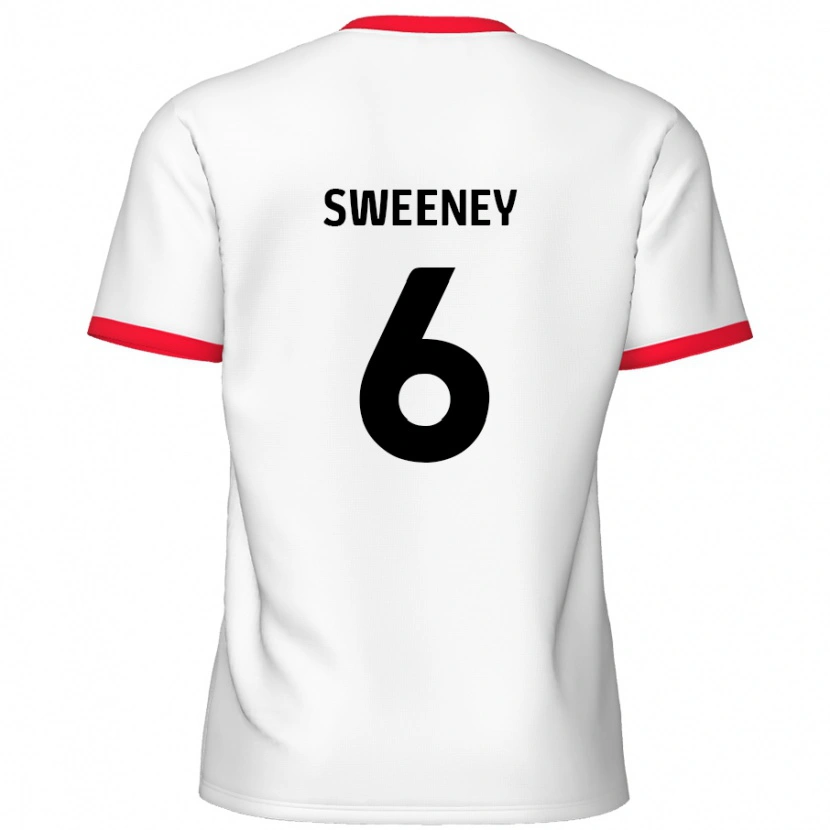 Danxen Dětské Dan Sweeney #6 Bílá Červená Domů Hráčské Dresy 2024/25 Dres