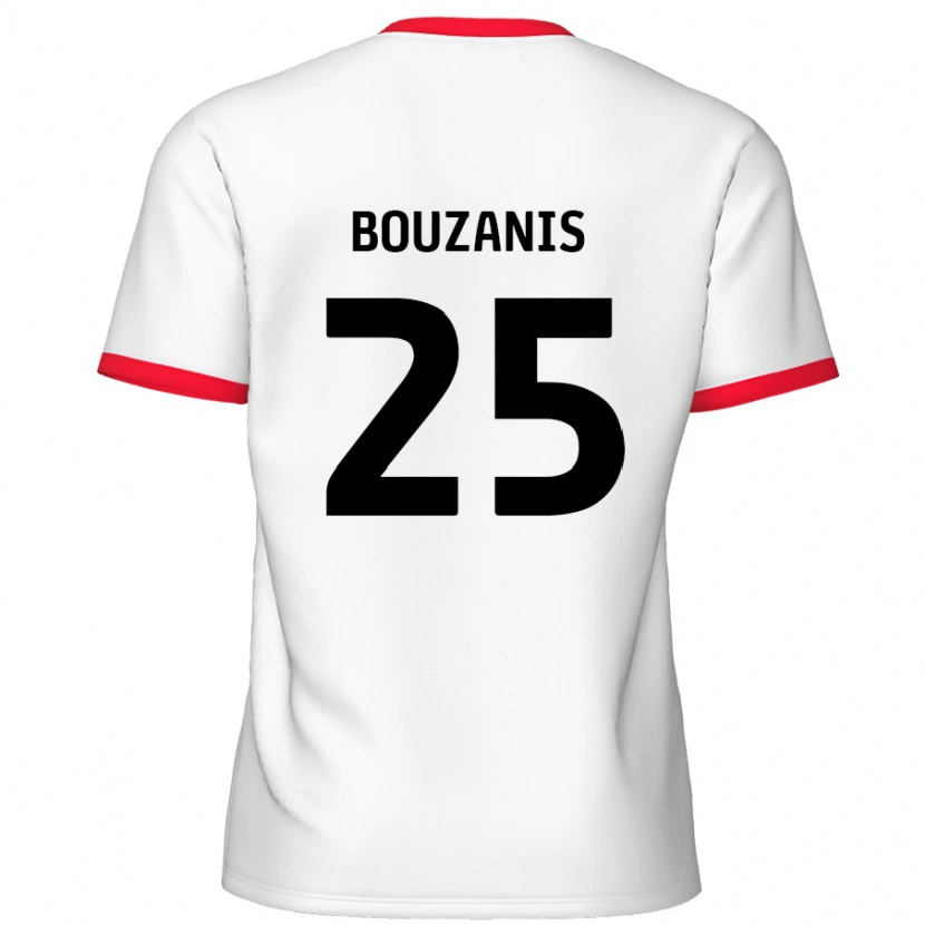 Danxen Dětské Dean Bouzanis #25 Bílá Červená Domů Hráčské Dresy 2024/25 Dres