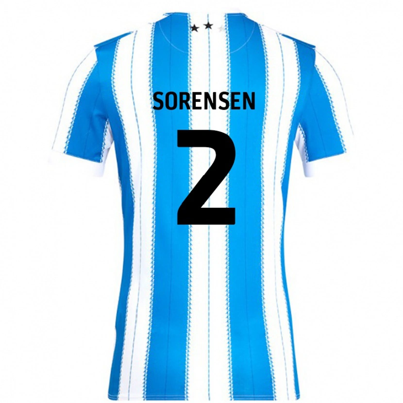 Danxen Dětské Lasse Sørensen #2 Modrá Bílá Domů Hráčské Dresy 2024/25 Dres