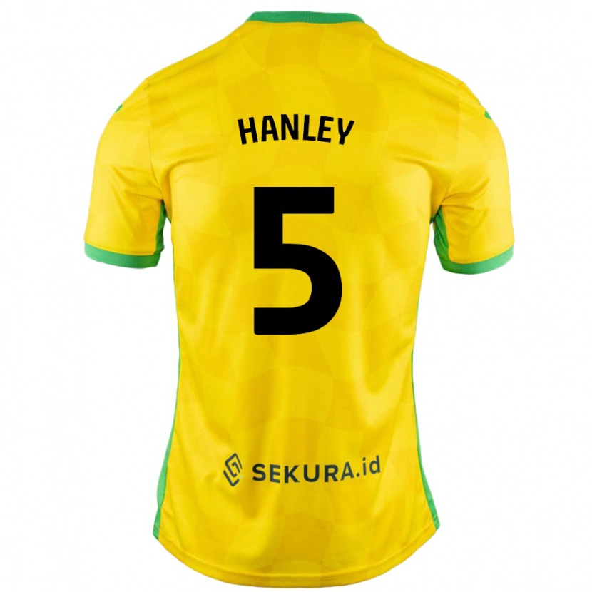 Danxen Dětské Grant Hanley #5 Žlutá Zelená Domů Hráčské Dresy 2024/25 Dres