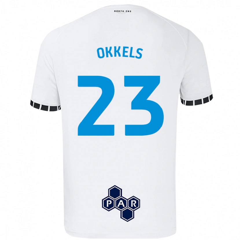 Danxen Dětské Jeppe Okkels #23 Bílý Domů Hráčské Dresy 2024/25 Dres