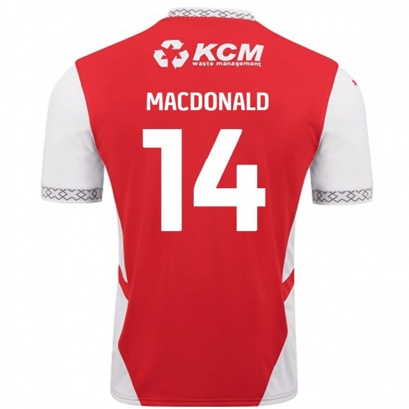 Danxen Dětské Alex Macdonald #14 Červená Bílá Domů Hráčské Dresy 2024/25 Dres