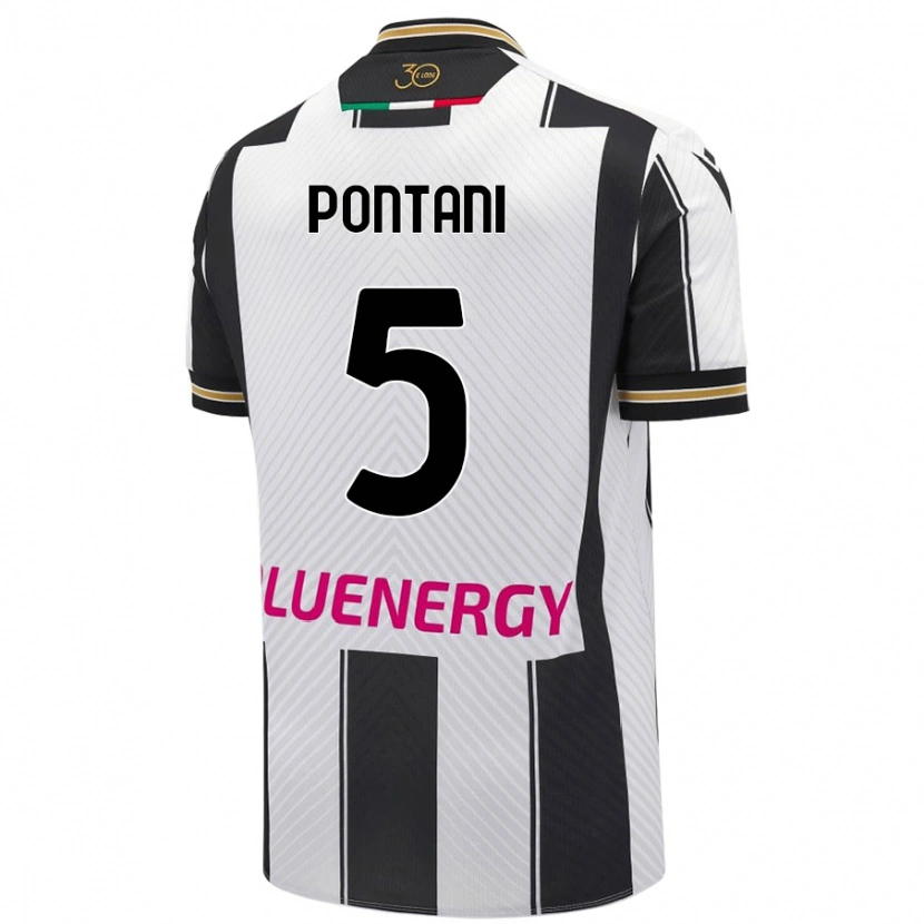 Danxen Dětské Leonardo Pontani #5 Bílá Černá Domů Hráčské Dresy 2024/25 Dres