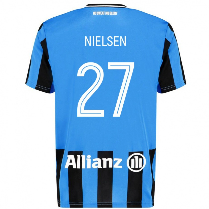 Danxen Dětské Casper Nielsen #27 Nebesky Modrá Černá Domů Hráčské Dresy 2024/25 Dres