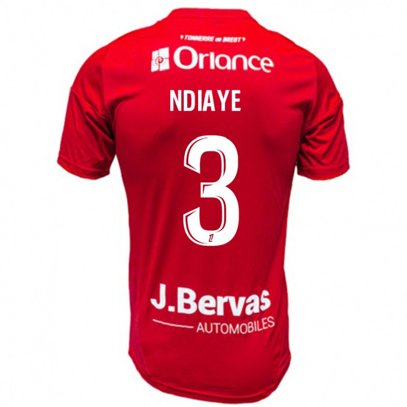 Danxen Dětské Abdoulaye Ndiaye #3 Červená Bílá Domů Hráčské Dresy 2024/25 Dres