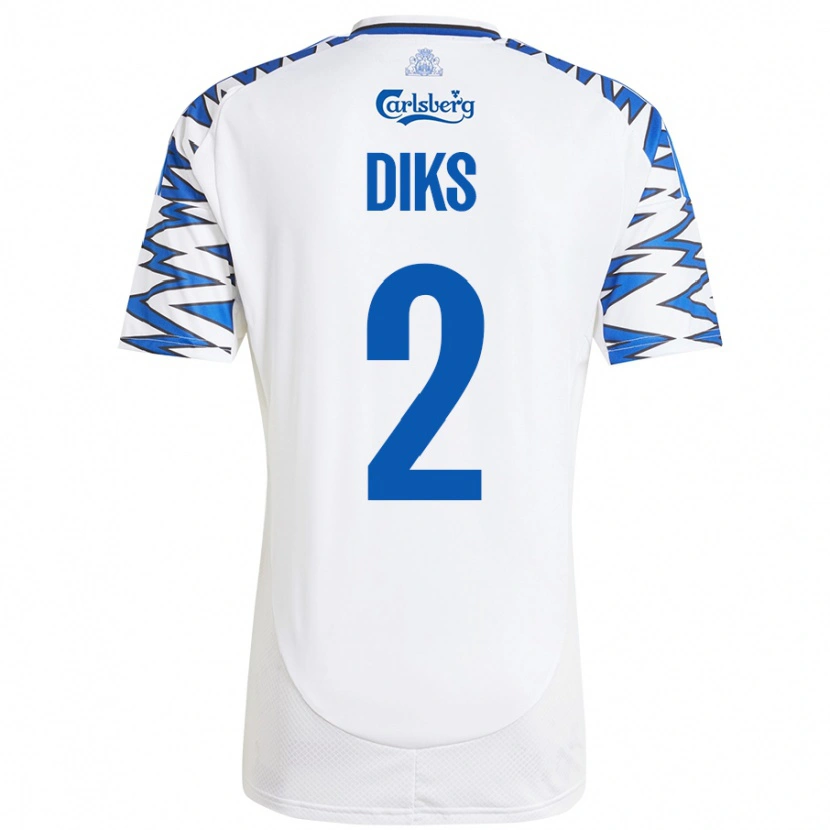 Danxen Dětské Kevin Diks #2 Bílá Nebesky Modrá Domů Hráčské Dresy 2024/25 Dres