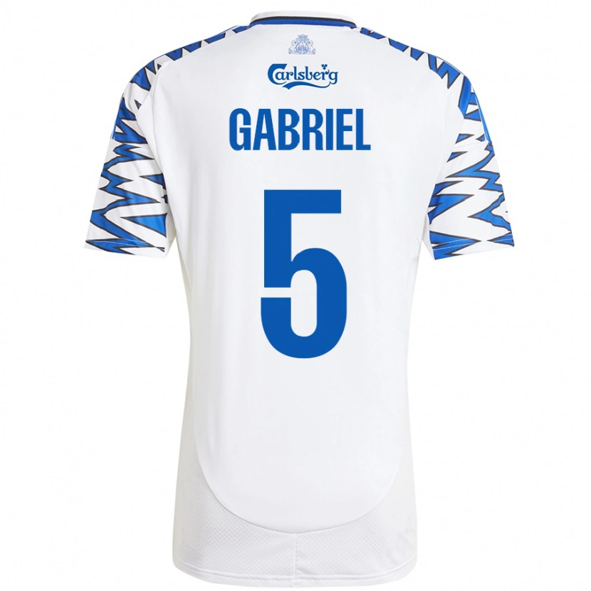 Danxen Dětské Gabriel Pereira #5 Bílá Nebesky Modrá Domů Hráčské Dresy 2024/25 Dres