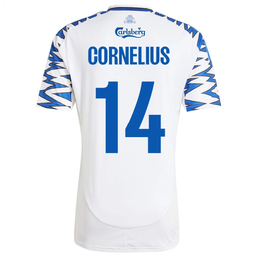 Danxen Dětské Andreas Cornelius #14 Bílá Nebesky Modrá Domů Hráčské Dresy 2024/25 Dres