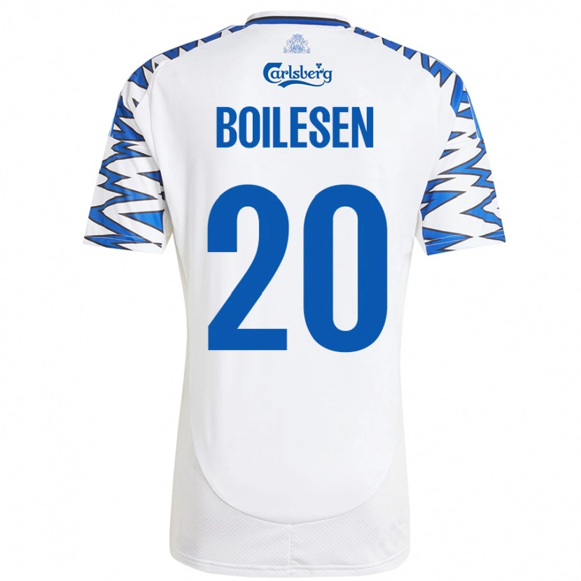 Danxen Dětské Nicolai Boilesen #20 Bílá Nebesky Modrá Domů Hráčské Dresy 2024/25 Dres