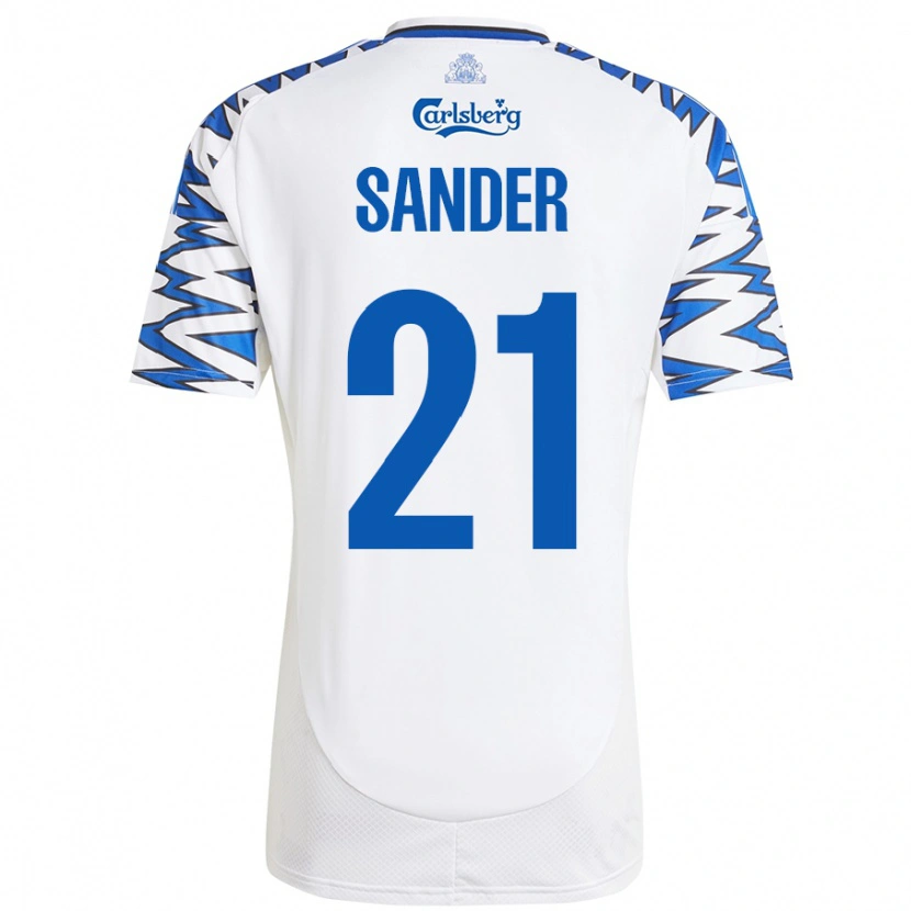 Danxen Dětské Theo Sander #21 Bílá Nebesky Modrá Domů Hráčské Dresy 2024/25 Dres