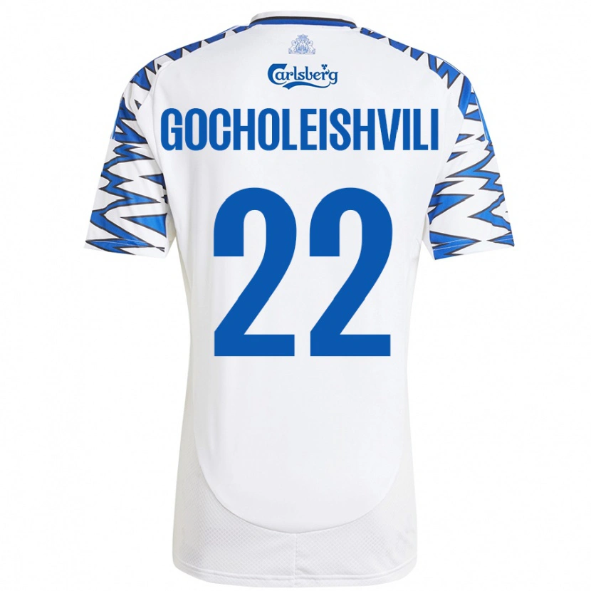 Danxen Dětské Giorgi Gocholeishvili #22 Bílá Nebesky Modrá Domů Hráčské Dresy 2024/25 Dres