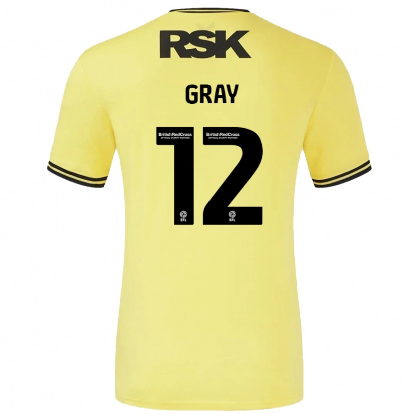 Danxen Dětské Jessica Gray #12 Žlutá Černá Daleko Hráčské Dresy 2024/25 Dres