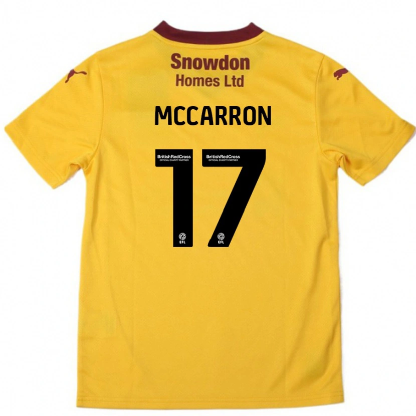 Danxen Dětské Liam Mccarron #17 Oranžová Burgundská Daleko Hráčské Dresy 2024/25 Dres