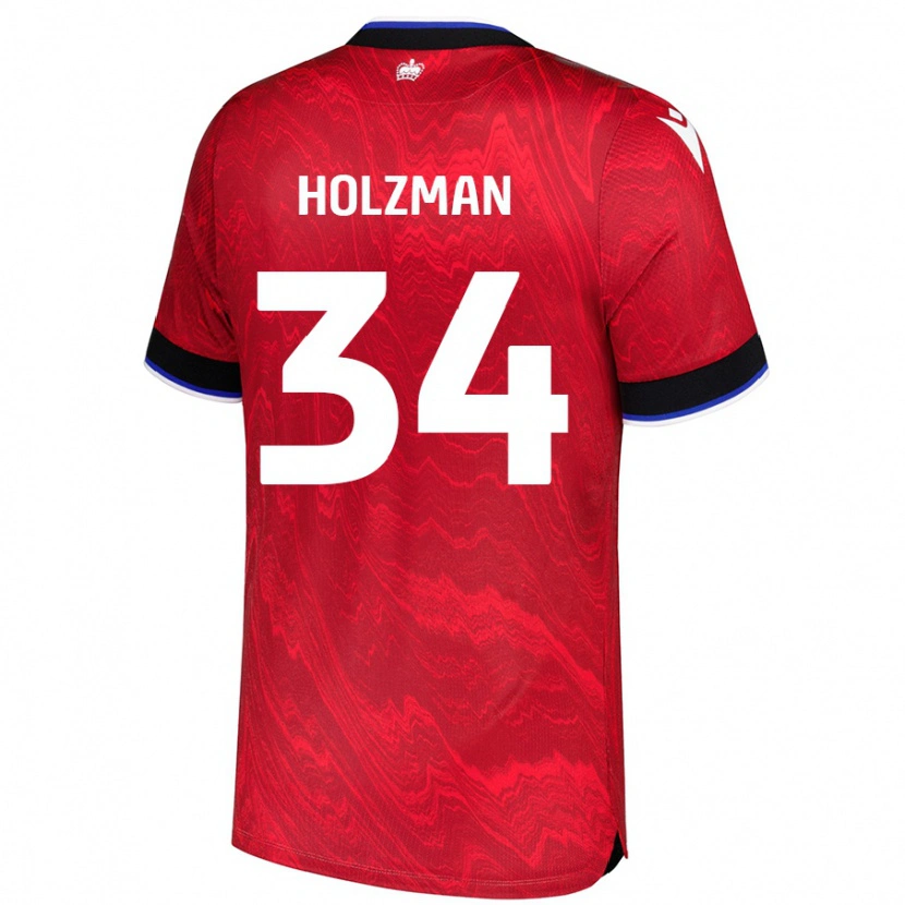 Danxen Dětské Louie Holzman #34 Červená Černá Daleko Hráčské Dresy 2024/25 Dres