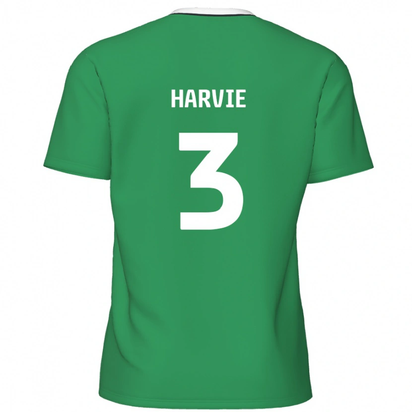 Danxen Dětské Daniel Harvie #3 Zelené Bílé Pruhy Daleko Hráčské Dresy 2024/25 Dres