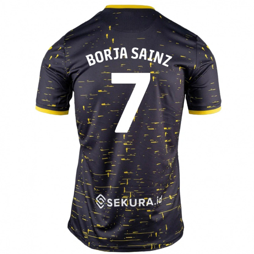 Danxen Dětské Borja Sainz #7 Černá Žlutá Daleko Hráčské Dresy 2024/25 Dres