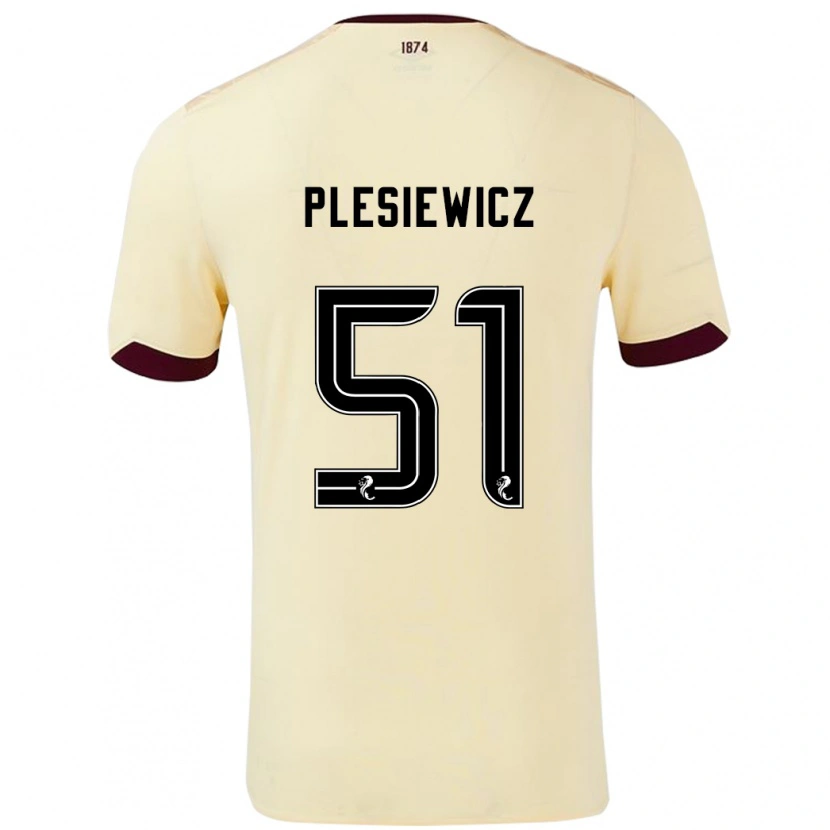 Danxen Dětské Szymon Plesiewicz #51 Burgundsko Krémová Daleko Hráčské Dresy 2024/25 Dres