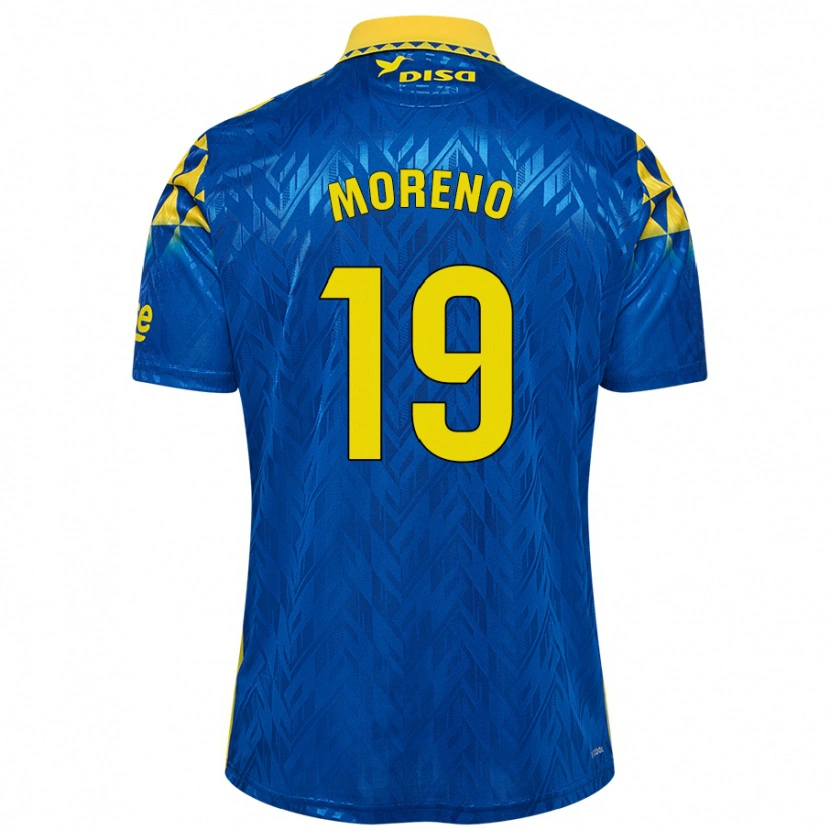 Danxen Dětské Fernando Moreno #19 Modrá Žlutá Daleko Hráčské Dresy 2024/25 Dres