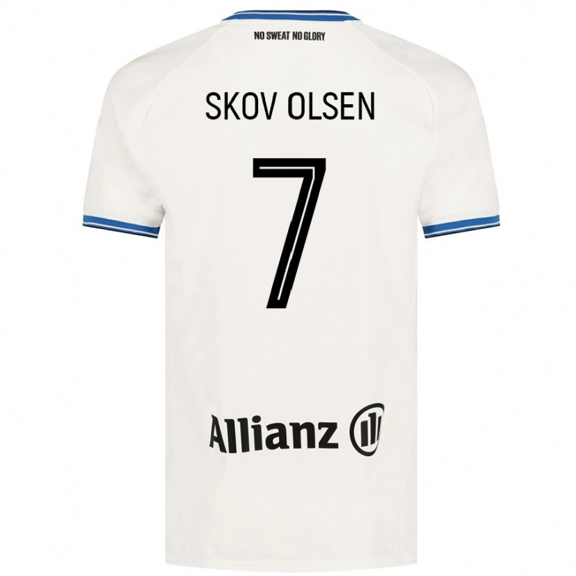 Danxen Dětské Andreas Skov Olsen #7 Bílý Daleko Hráčské Dresy 2024/25 Dres