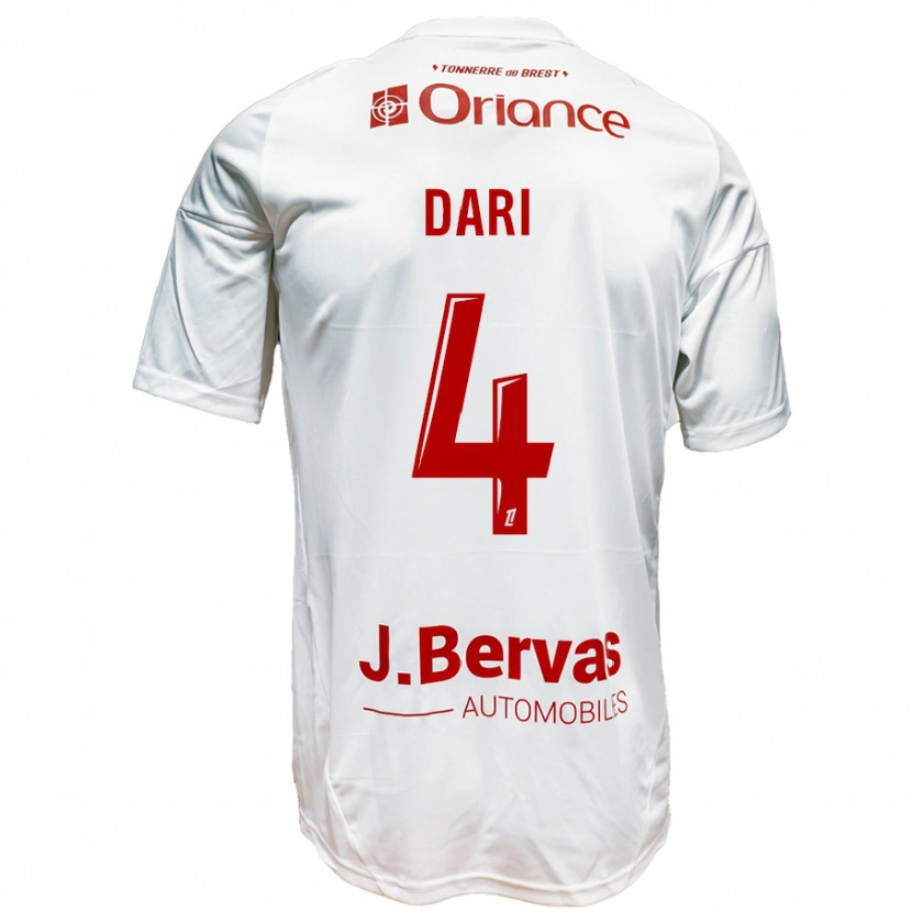 Danxen Dětské Achraf Dari #4 Bílá Červená Daleko Hráčské Dresy 2024/25 Dres