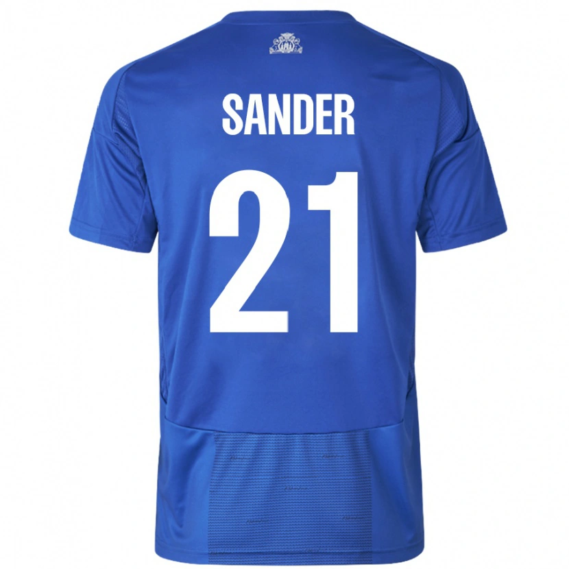 Danxen Dětské Theo Sander #21 Bílá Modrá Daleko Hráčské Dresy 2024/25 Dres