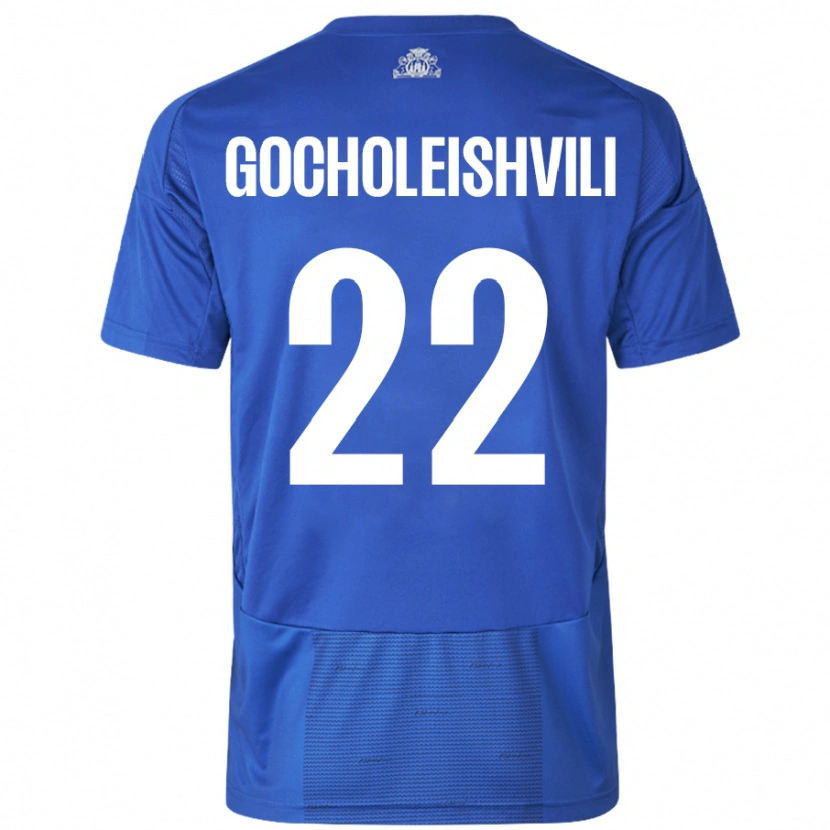 Danxen Dětské Giorgi Gocholeishvili #22 Bílá Modrá Daleko Hráčské Dresy 2024/25 Dres