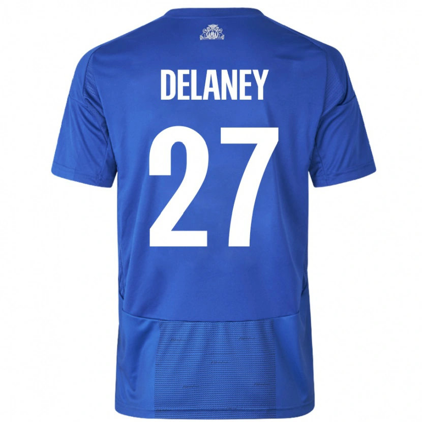 Danxen Dětské Thomas Delaney #27 Bílá Modrá Daleko Hráčské Dresy 2024/25 Dres