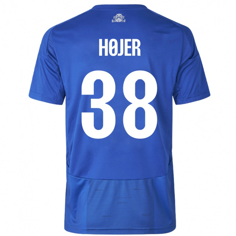 Danxen Dětské Oliver Højer #38 Bílá Modrá Daleko Hráčské Dresy 2024/25 Dres