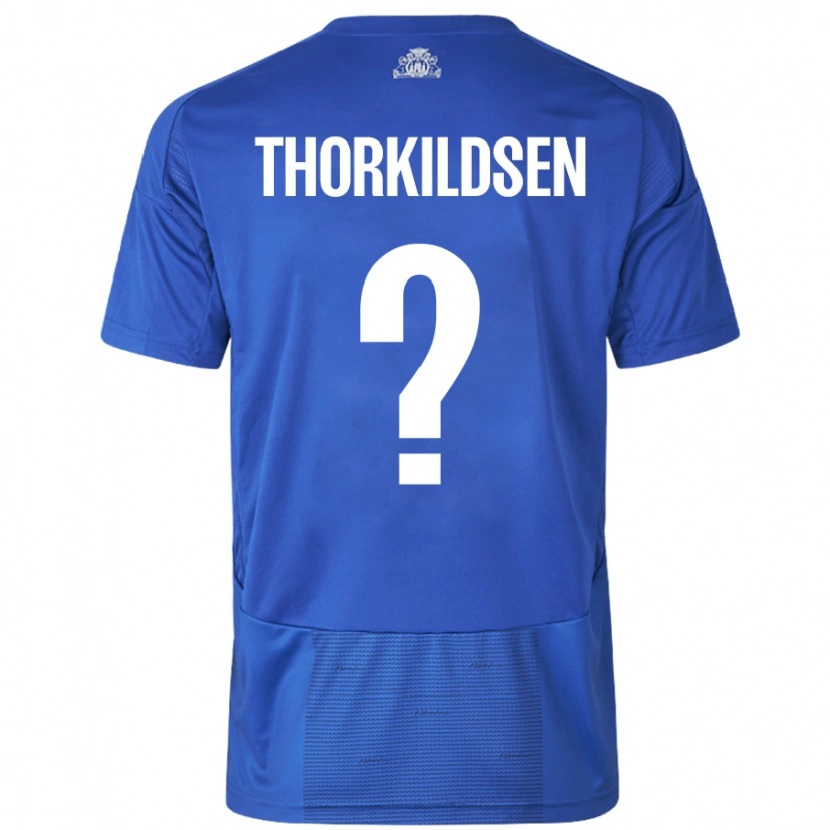 Danxen Dětské Elias Thorkildsen #0 Bílá Modrá Daleko Hráčské Dresy 2024/25 Dres