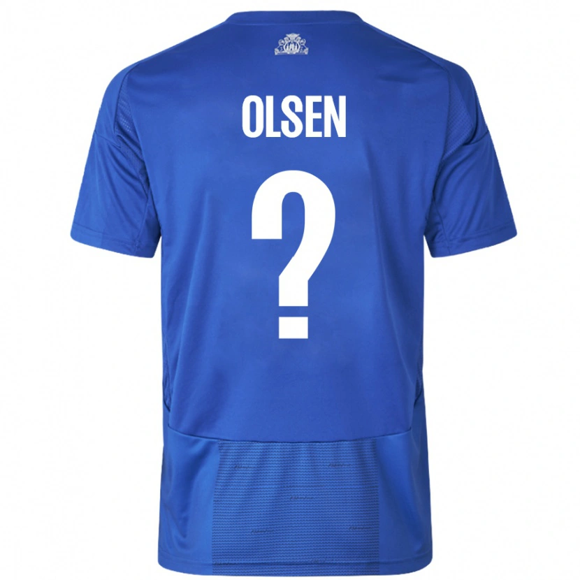 Danxen Dětské Gunnar Olsen #0 Bílá Modrá Daleko Hráčské Dresy 2024/25 Dres