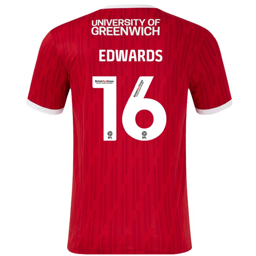 Danxen Pánské Josh Edwards #16 Červená Bílá Domů Hráčské Dresy 2024/25 Dres