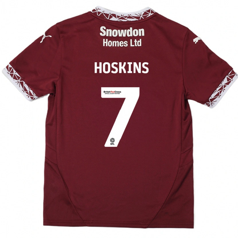 Danxen Pánské Sam Hoskins #7 Burgundské Domů Hráčské Dresy 2024/25 Dres