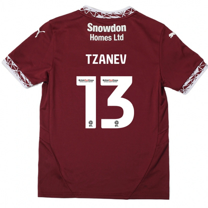 Danxen Pánské Nik Tzanev #13 Burgundské Domů Hráčské Dresy 2024/25 Dres