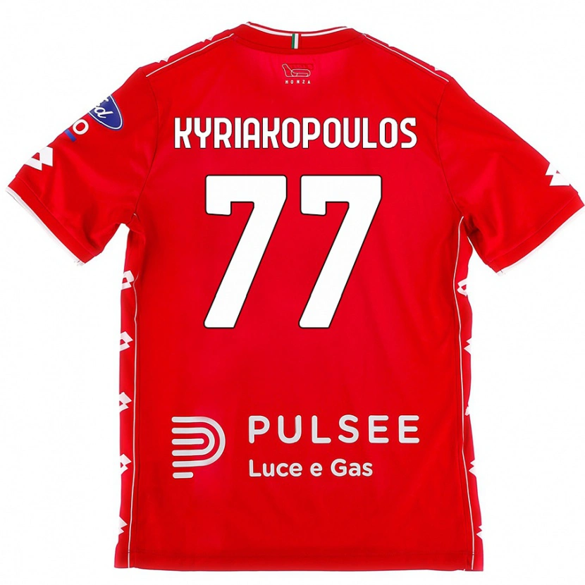 Danxen Pánské Georgios Kyriakopoulos #77 Červená Bílá Domů Hráčské Dresy 2024/25 Dres