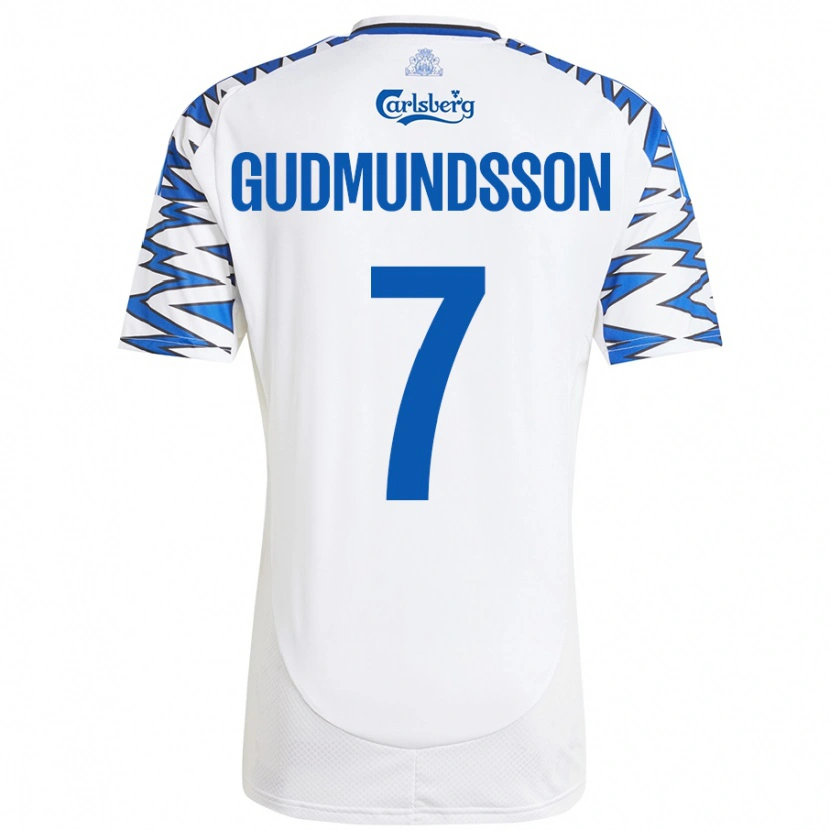 Danxen Pánské Galdur Gudmundsson #7 Bílá Nebesky Modrá Domů Hráčské Dresy 2024/25 Dres