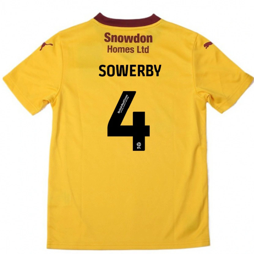 Danxen Pánské Jack Sowerby #4 Oranžová Burgundská Daleko Hráčské Dresy 2024/25 Dres