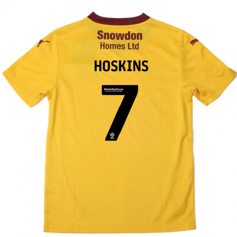 Danxen Pánské Sam Hoskins #7 Oranžová Burgundská Daleko Hráčské Dresy 2024/25 Dres