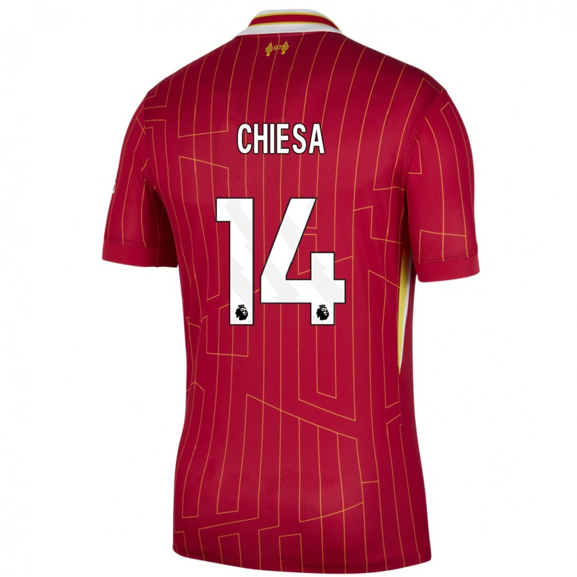 Danxen Dětské Federico Chiesa #14 Červená Žlutá Bílá Domů Hráčské Dresy 2024/25 Dres