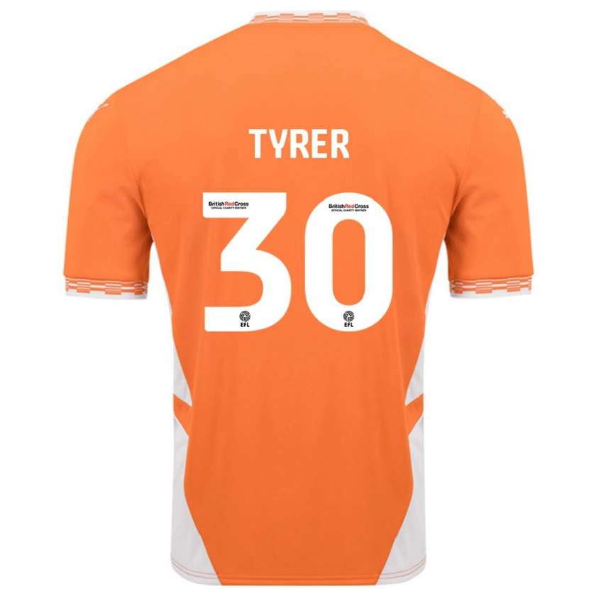 Danxen Dětské Harry Tyrer #30 Oranžová Bílá Domů Hráčské Dresy 2024/25 Dres